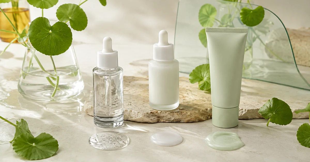 CICAのアンプルとクリームをイメージしたグリーンのスキンケアセット