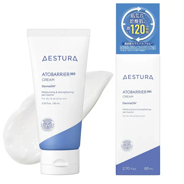 【AESTURA】アトバリア365 クリーム 80mL 敏感肌 保湿クリーム 顔 セラミド ナイトクリーム スキンケア 乳液 乾燥肌 無香料 無着色 セラミド 低刺激 ダーマコスメ 顔 韓国 べたつかない しっとり メンズ 子供 親子 赤ちゃんも使える ノンコメドジェニック ひげ剃りクリーム ボディ