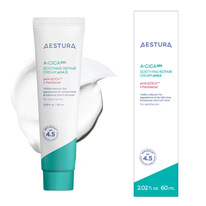 【AESTURA】 エイシカ365 スージングリペアクリームpH4.5 60mL シカクリーム 弱酸性 韓国コスメ 水分保湿 肌荒れ スキンケア ナイアシンアミド マデカッソシド CICA クリーム 毛穴ケア 敏感肌 乾燥肌 混合肌 無香料 低刺激 ダーマコスメ
