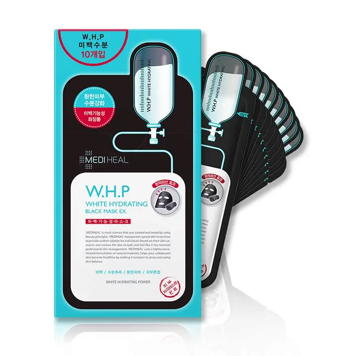 MEDIHEALメディヒール W.H.P 美白水分 ブラック マスク EX フェイスマスク 25ml 10 枚
