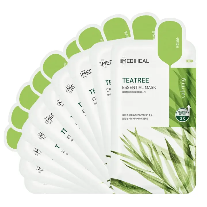 メディヒール エッセンシャルマスク(10P) / MEDIHEAL Essential Mask 10 sheets (ティーツリー) 肌トラブル なだめるような 保湿 落ち着く