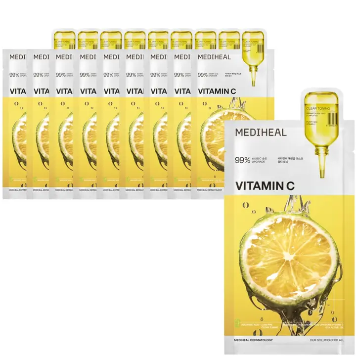 MEDIHEAL OFFICIAL(メディヒール) ビタミンCエッセンシャルマスク 10枚 Vitamin C Essential Mask 10P くすみケア 美容液たっぷり しっとり 水分 スキンケア ビタミンc パック シートマスク フェイスマスク フェイスパック